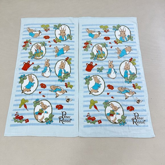 Bundle of 2 100% Cotton Peter Rabbits Bath Towels/Beach Towel - Picture 2 of 10